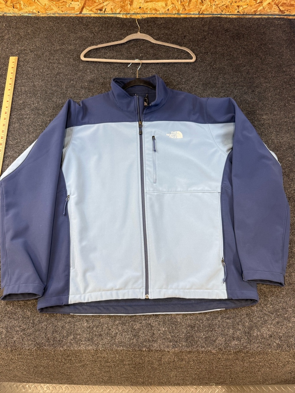 The North Face Men’s Two-Tone Light Blue and Navy Softshell Jacket